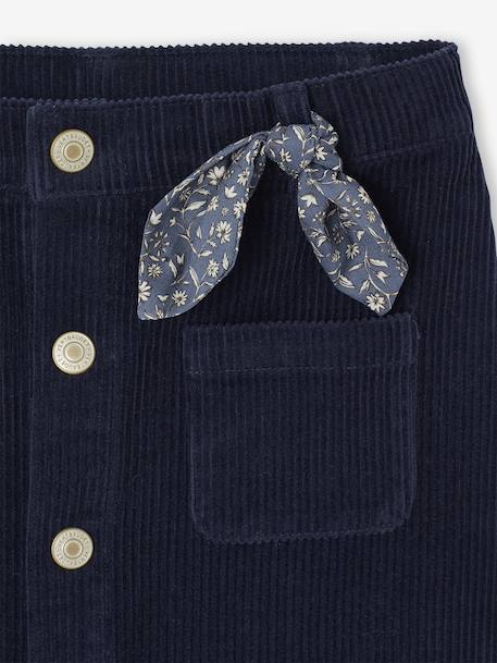 Jupe boutonnée en velours fille avec nouette fantaisie marine+vieux rose 3 - vertbaudet enfant 