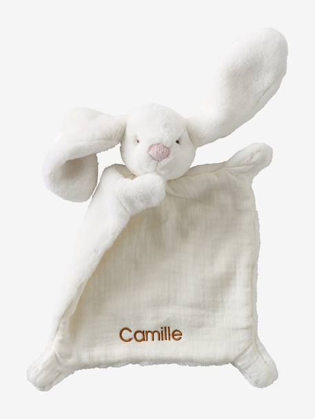 Doudou lapin bi-matière personnalisable blanc+rose 4 - vertbaudet enfant 