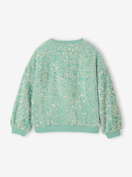 Sweat fille à sequins turquoise 4 - vertbaudet enfant 