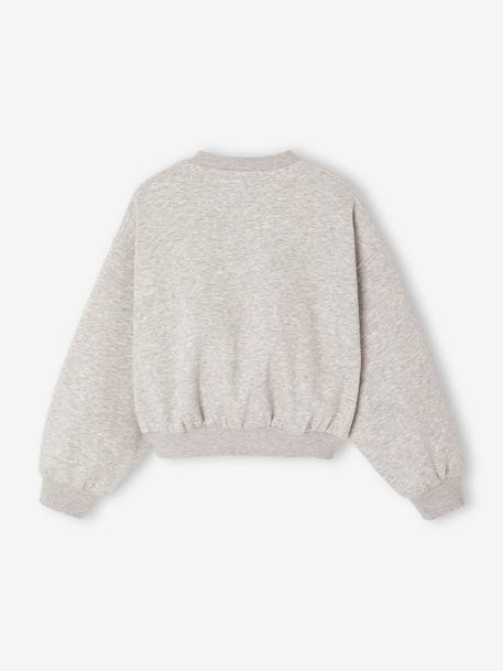 Sweat fillle détail glitter forme raccourcie gris chiné 3 - vertbaudet enfant 