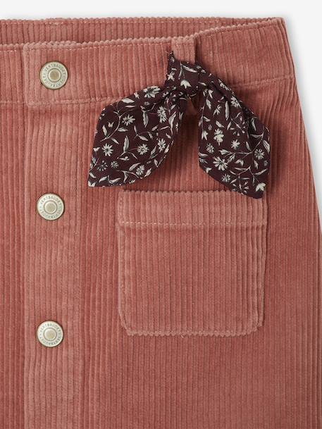 Jupe boutonnée en velours fille avec nouette fantaisie marine+vieux rose 8 - vertbaudet enfant 