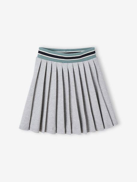 Jupe plissée en molleton fille gris chiné 2 - vertbaudet enfant 