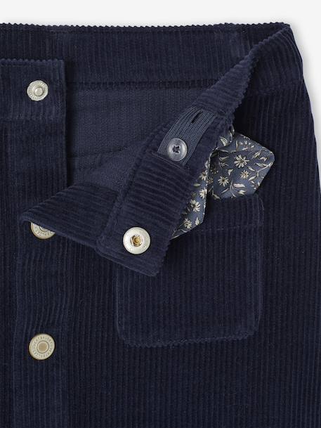 Jupe boutonnée en velours fille avec nouette fantaisie marine+vieux rose 4 - vertbaudet enfant 