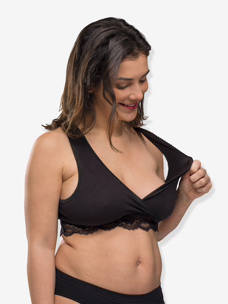 Soutien-gorge cache-coeur de grossesse et d'allaitement en coton bio Noir 2 - vertbaudet enfant 