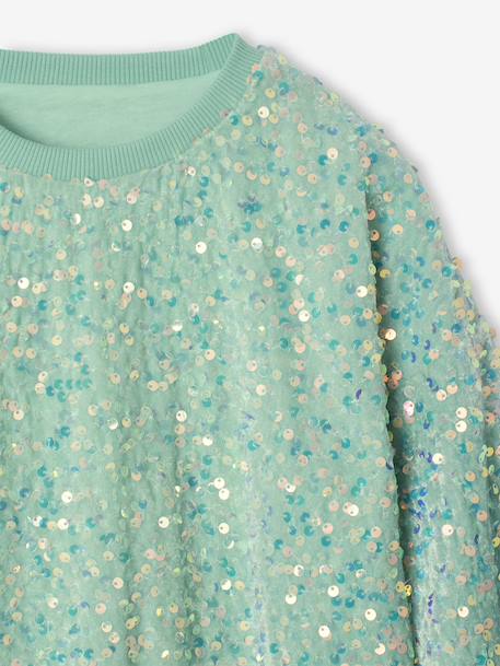 Sweat fille à sequins turquoise 5 - vertbaudet enfant 