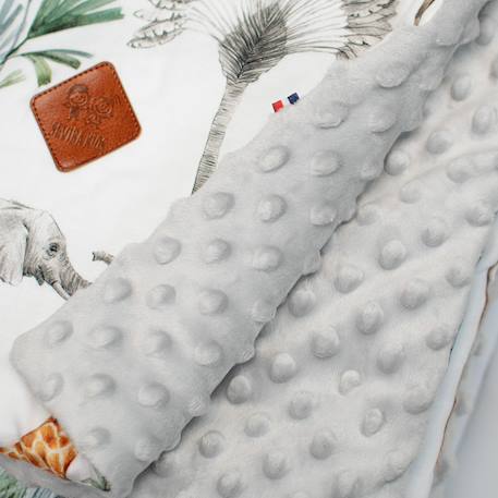 Grand plaid couverture réversible en minky safari Safari, vert, gris, blanc 3 - vertbaudet enfant 