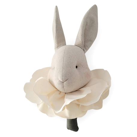 Trophée mural lapin flora en lin – décoration chambre bébé enfant Beige, flora+Beige, marron 1 - vertbaudet enfant 