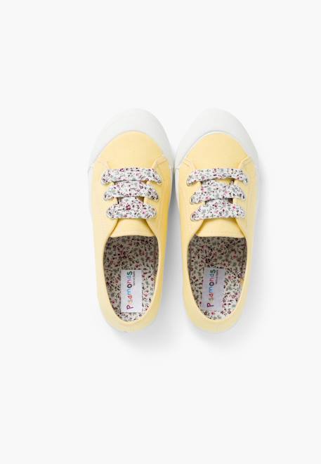 Tennis en toile avec lacets Blanc+Bleu+Gris+Jaune 24 - vertbaudet enfant 