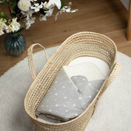 Couverture d'emmaillotage minky stella gris Stella, imprimé étoiles blanc, gris 2 - vertbaudet enfant 