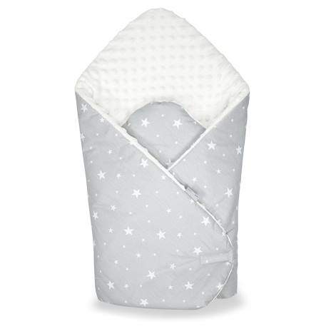 Couverture d'emmaillotage minky stella gris Stella, imprimé étoiles blanc, gris 1 - vertbaudet enfant 