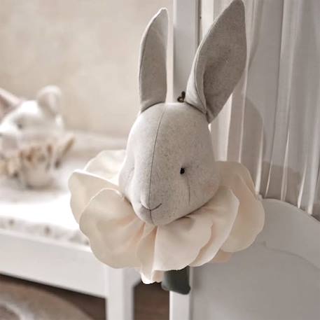 Trophée mural lapin flora en lin – décoration chambre bébé enfant Beige, flora+Beige, marron 2 - vertbaudet enfant 