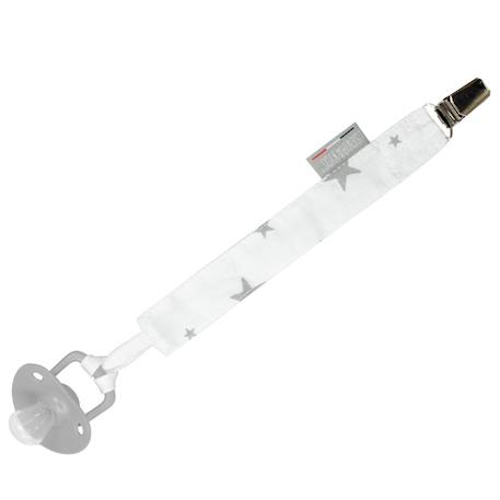 Attache tétine  en coton stella Stella, imprimé étoiles blanc, gris 1 - vertbaudet enfant 