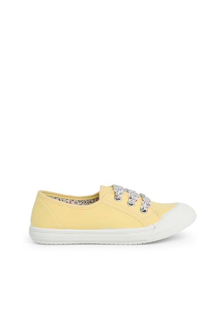 Tennis en toile avec lacets Blanc+Bleu+Gris+Jaune 19 - vertbaudet enfant 