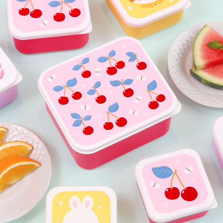 Lot de 4 boîtes à goûter Jaune+Kaki+Rose+Rose, rouge, violet+Vert de gris 23 - vertbaudet enfant 