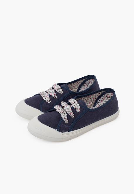 Tennis en toile avec lacets Blanc+Bleu+Bleu denim+Bleu marine+Grenat+Gris 23 - vertbaudet enfant 