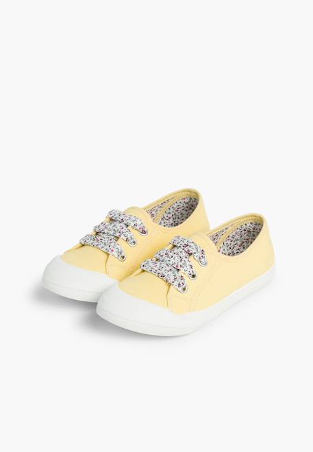 Tennis en toile avec lacets Blanc+Bleu+Gris+Jaune 23 - vertbaudet enfant 