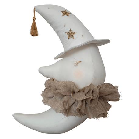 Trophée mural lune en lin – décoration chambre bébé enfant Écru, lune, magique 1 - vertbaudet enfant 