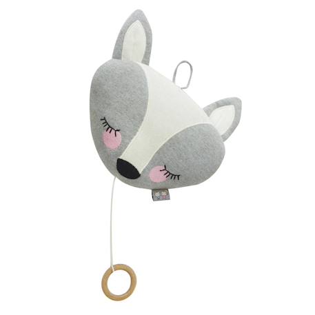 Peluche musicale renard en coton bio Gris 1 - vertbaudet enfant 