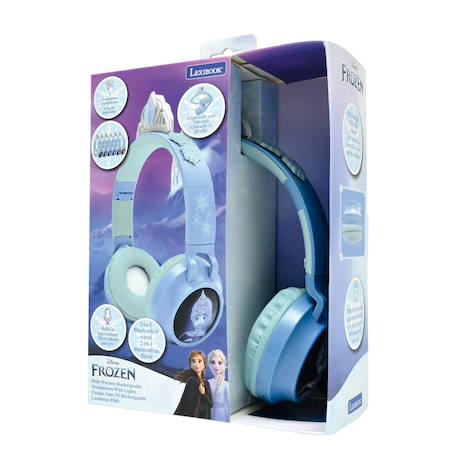 Casque lumineux pliable bluetooth et filaire la reine des neiges avec limitation du volume Violet 2 - vertbaudet enfant 