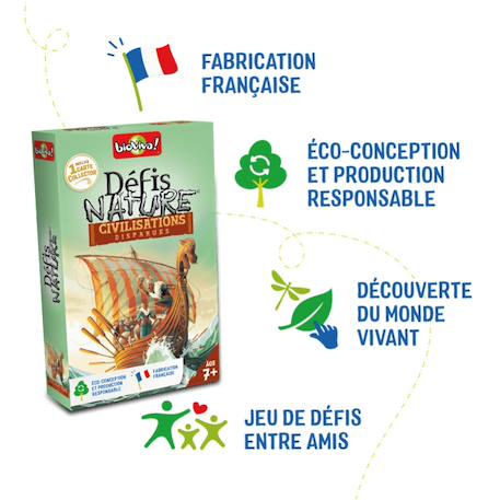 Jeu de cartes défis nature - civilisations disparues - fabriqué en france MULTICOLORE 6 - vertbaudet enfant 