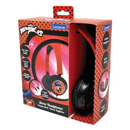 Casque stéréo filaire pliable miraculous avec limitation de volume d'écoute MULTICOLORE 2 - vertbaudet enfant 