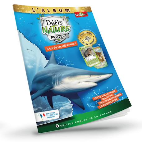 Jeu de cartes à collectionner défis nature protect - album de classement - couverture requin bordé - fabriqué en france MULTICOLORE 1 - vertbaudet enfant 
