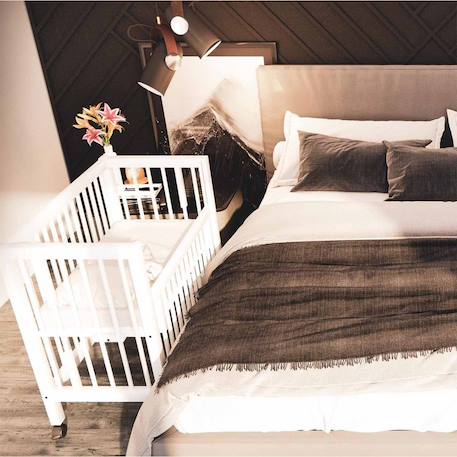 Lit berceau co-dodo à barrières coulissantes sophie Blanc+Bois naturel 12 - vertbaudet enfant 
