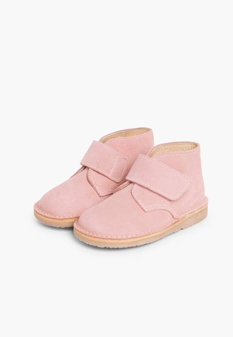 Suède desert boots bottines chukka à scratch pour enfants Rose claire 4 - vertbaudet enfant 
