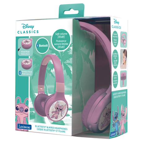 Casque 2 en 1 stitch angel bluetooth et filaire avec limitation de son MULTICOLORE 2 - vertbaudet enfant 