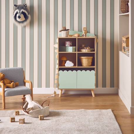 Bibliothèque enfant, 2 portes et 4 étagères Blanc+Naturel+Rose+Vert 20 - vertbaudet enfant 