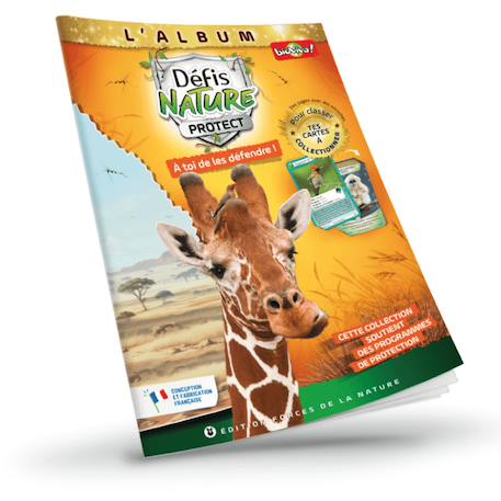 Jeu de cartes à collectionner défis nature protect - album de classement - couverture girafe réticulée - fabriqué en france MULTICOLORE 1 - vertbaudet enfant 