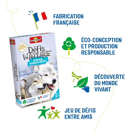 Jeu de cartes défis nature - animaux inséparables - fabriqué en france MULTICOLORE 6 - vertbaudet enfant 