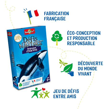 Jeu de cartes défis nature - animaux marins  - fabriqué en france MULTICOLORE 6 - vertbaudet enfant 