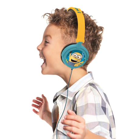 Casque stéréo filaire pliable avec limitation de volume d'écoute les minions MULTICOLORE 5 - vertbaudet enfant 