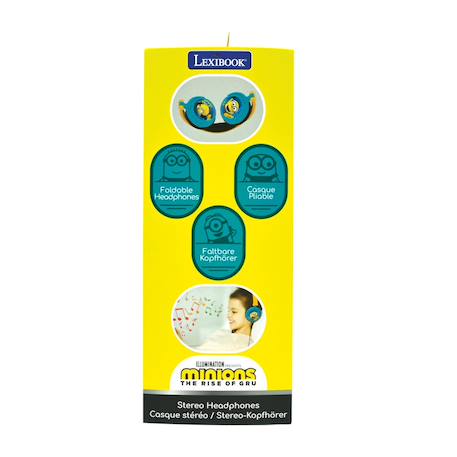 Casque stéréo filaire pliable avec limitation de volume d'écoute les minions MULTICOLORE 3 - vertbaudet enfant 