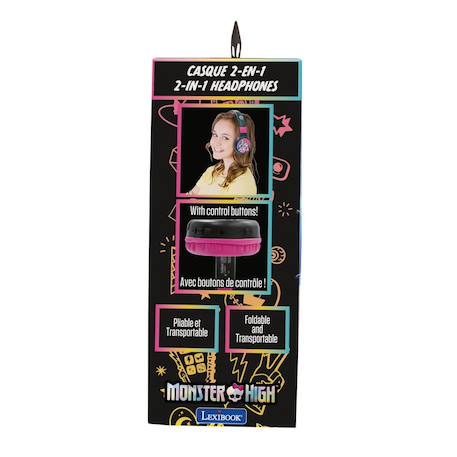 Casque 2 en 1 monster high bluetooth et filaire avec limitation de son MULTICOLORE 3 - vertbaudet enfant 