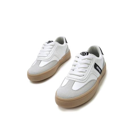 Sneakers garçon synthétique lacets Blanc+Blanc noir 2 - vertbaudet enfant 
