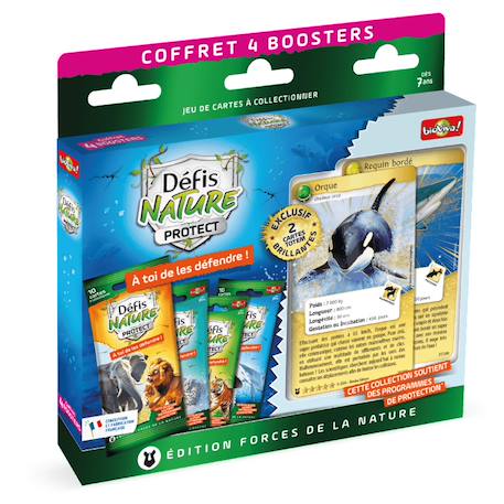 Jeu de cartes à collectionner défis nature protect - coffret 4 boosters - orque et requin - fabriqué en france MULTICOLORE 1 - vertbaudet enfant 