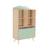 Bibliothèque enfant, 2 portes et 4 étagères Blanc+Naturel+Rose+Vert 21 - vertbaudet enfant 
