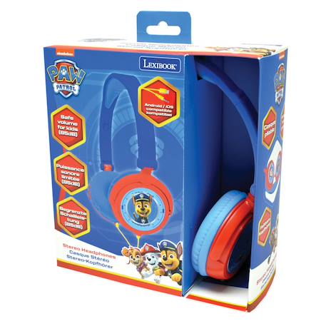 Casque stéréo filaire pliable pat' patrouille pour enfants avec limitation de volume d'écoute MULTICOLORE 2 - vertbaudet enfant 