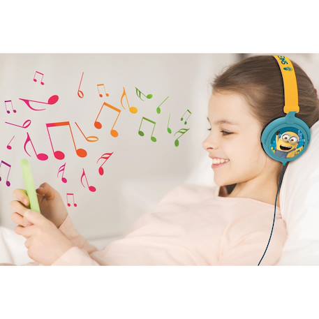 Casque stéréo filaire pliable avec limitation de volume d'écoute les minions MULTICOLORE 4 - vertbaudet enfant 