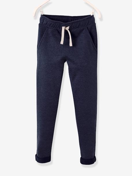 Pantalon jogger garçon en molleton BASICS marine chiné+noir chiné+vert sauge 1 - vertbaudet enfant 