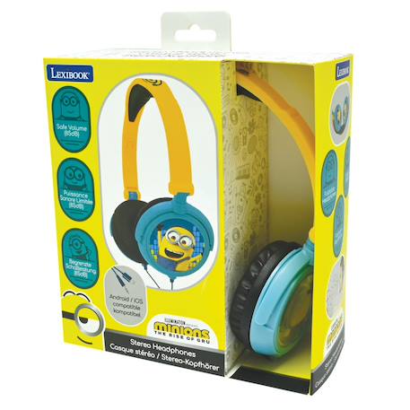 Casque stéréo filaire pliable avec limitation de volume d'écoute les minions MULTICOLORE 2 - vertbaudet enfant 