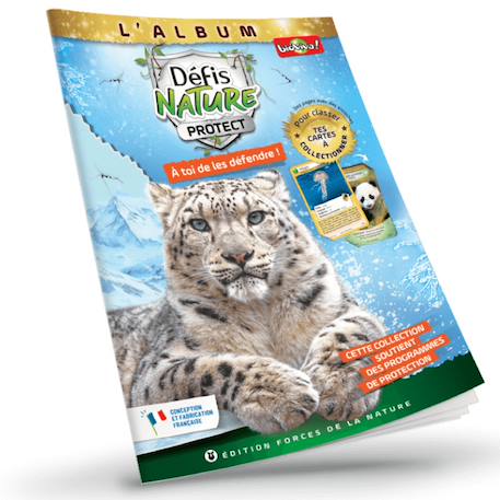 Jeu de cartes à collectionner défis nature protect - album de classement - couverture panthère des neiges - fabriqué en france MULTICOLORE 1 - vertbaudet enfant 