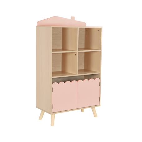 Bibliothèque enfant, 2 portes et 4 étagères Blanc+Naturel+Rose+Vert 15 - vertbaudet enfant 