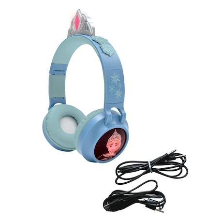 Casque lumineux pliable bluetooth et filaire la reine des neiges avec limitation du volume Violet 1 - vertbaudet enfant 