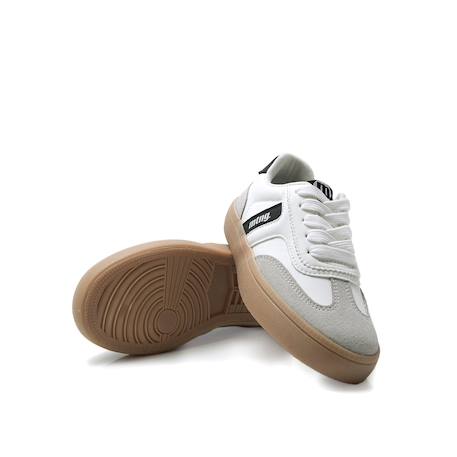 Sneakers garçon synthétique lacets Blanc+Blanc noir 4 - vertbaudet enfant 