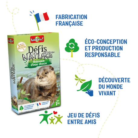 Jeu de cartes défis nature - animaux d'eau douce - fabriqué en france MULTICOLORE 6 - vertbaudet enfant 