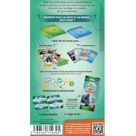 Jeu de cartes à collectionner défis nature protect pack de démarrage - gorille - fabriqué en france MULTICOLORE 6 - vertbaudet enfant 