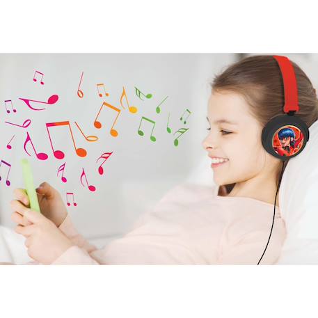 Casque stéréo filaire pliable miraculous avec limitation de volume d'écoute MULTICOLORE 6 - vertbaudet enfant 